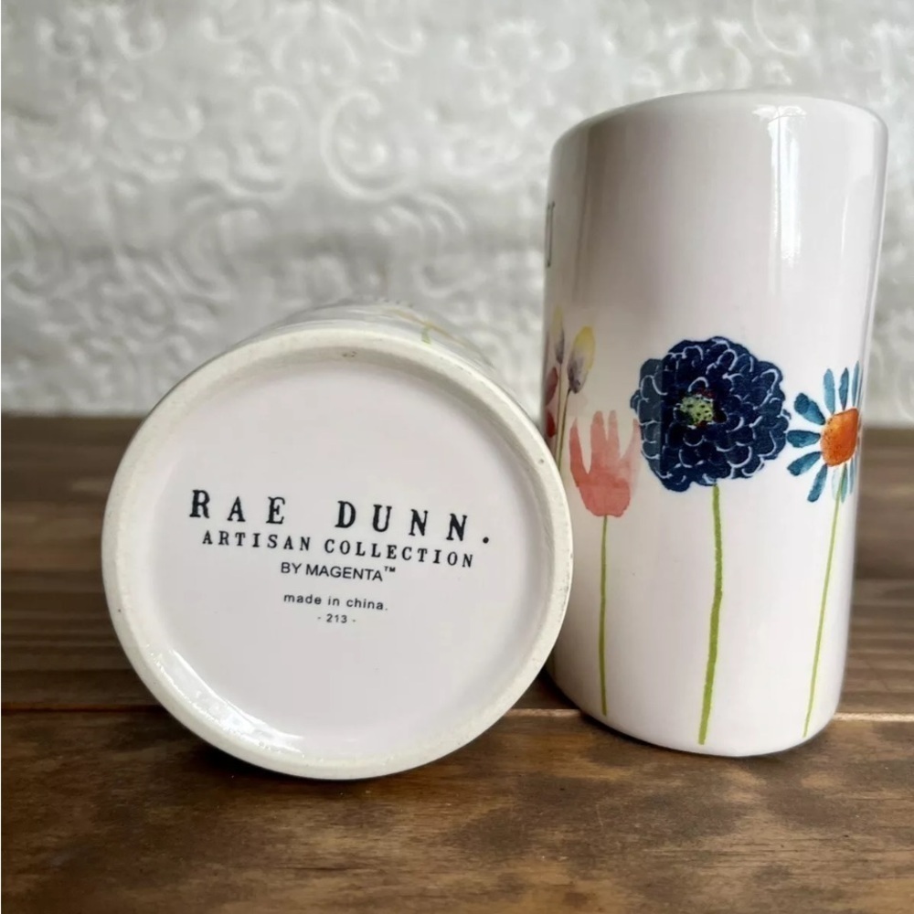 Rae Dunn Artisan Collection 3 Vanity Pieces Stuff & Brushes EUC Floral Holders - Picture 10 of 14